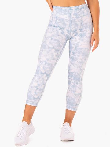 Ryderwear Women Leggings Tie Dye 7/8 Women's Leggings Steel Blue Tie Dye | CA2305ZG