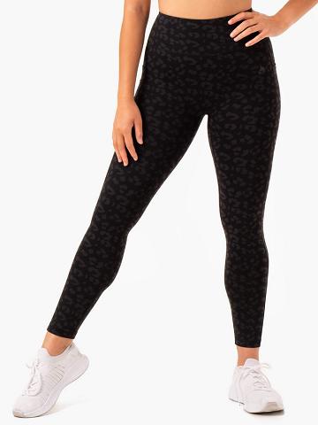 Ryderwear Women Leggings Ultra High Waisted Full Length Women's Leggings Black Leopard | CA2251KI