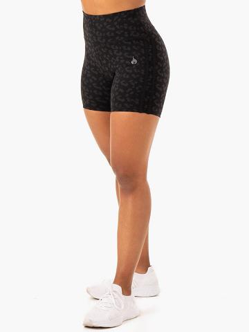 Ryderwear Women Shorts Evolution High Waisted Scrunch Women's Shorts Black Leopard | CA1971BC