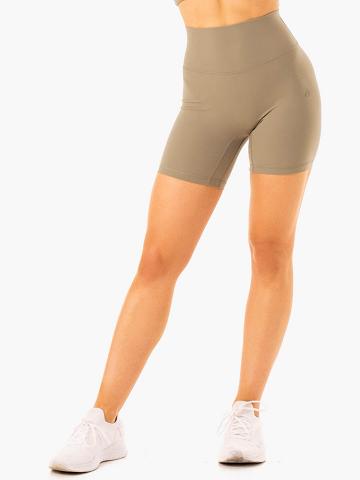 Ryderwear Women Shorts NKD Refine High Waisted Women's Shorts Khaki | CA1990JJ