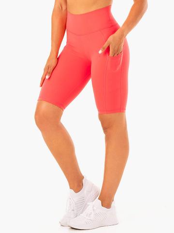 Ryderwear Women Shorts Reset High Waisted Pocket Bike Women's Shorts Watermelon | CA2065FM