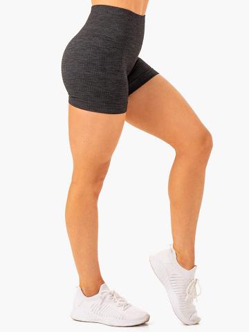 Ryderwear Women Shorts Rib Seamless Women's Shorts Black Marl | CA1975WY