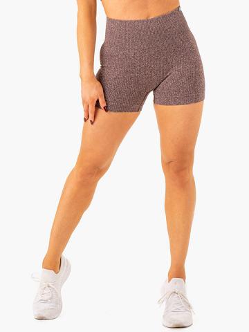 Ryderwear Women Shorts Rib Seamless Women's Shorts Chocolate Marl | CA1988GL