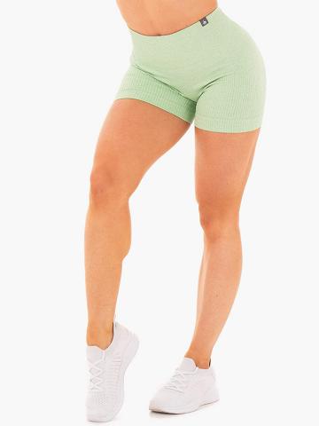 Ryderwear Women Shorts Rib Seamless Women's Shorts Neomint Marl | CA2188UT