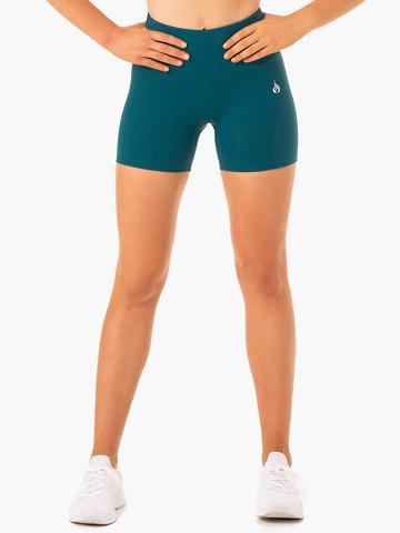 Ryderwear Women Shorts Staples Scrunch Bum Mid Length Women's Shorts Emerald | CA2154NB