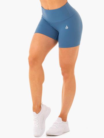 Ryderwear Women Shorts Staples Scrunch Bum Mid Length Women's Shorts Steel Blue | CA2206NB