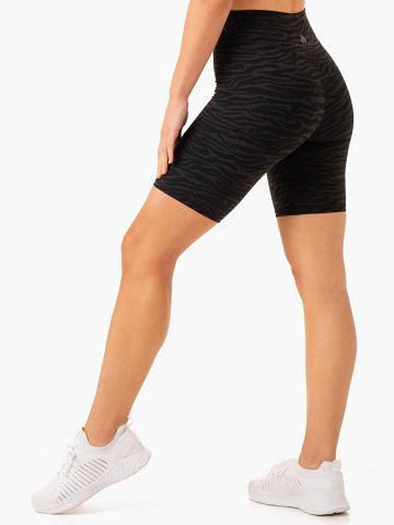 Ryderwear Women Shorts Transform Mid Length Women's Shorts Black Zebra | CA2056TV