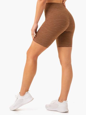 Ryderwear Women Shorts Transform Mid Length Women's Shorts Chocolate Zebra | CA2087PQ