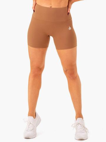 Ryderwear Women Shorts Vital Mid Length Scrunch Women's Shorts Mocha | CA2041HK