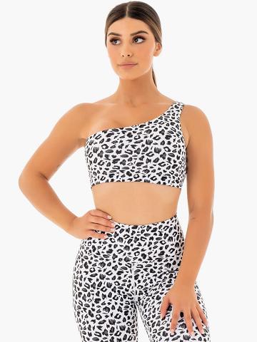 Ryderwear Women Sports Bra Adapt One Shoulder Women's Sports Bra Snow Leopard | CA1640TV