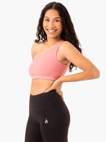 Ryderwear Women Sports Bra Adapt One Shoulder Women's Sports Bra Blush Pink | CA1800OR