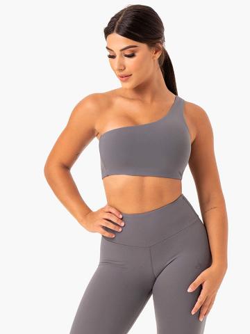 Ryderwear Women Sports Bra Adapt One Shoulder Women's Sports Bra Grey | CA1811ZG