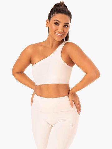 Ryderwear Women Sports Bra Adapt One Shoulder Women's Sports Bra Ivory | CA1818QZ