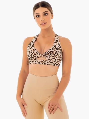 Ryderwear Women Sports Bra Adapt Twist Women's Sports Bra Nude Leopard | CA1609MA