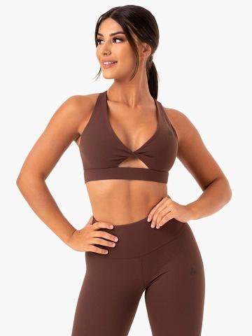 Ryderwear Women Sports Bra Adapt Twist Women's Sports Bra Chocolate | CA1804DN