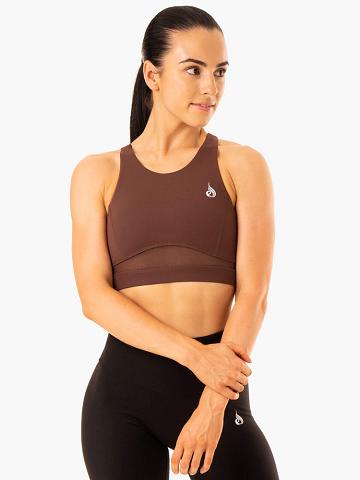 Ryderwear Women Sports Bra Amazon Mesh Women's Sports Bra Chocolate | CA1816NB