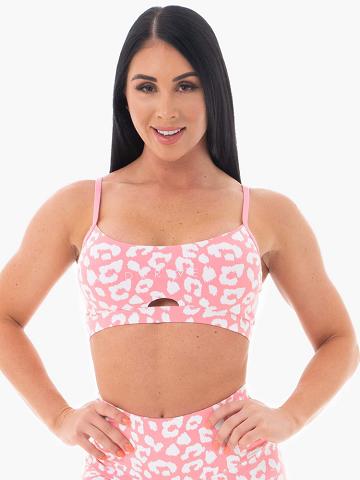 Ryderwear Women Sports Bra Animal Women's Sports Bra Pink Leopard | CA1598GL