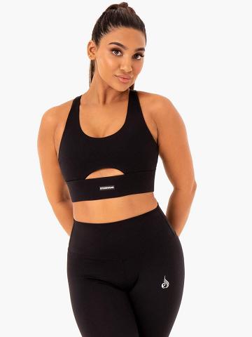 Ryderwear Women Sports Bra Base Racer Back Women's Sports Bra Black | CA1607BC