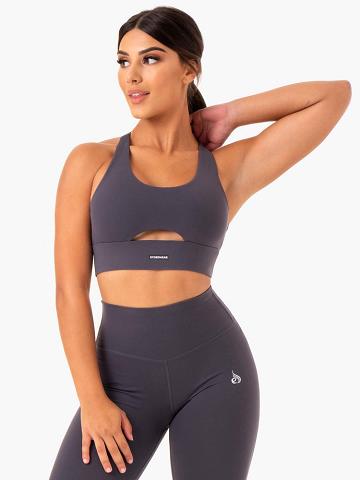 Ryderwear Women Sports Bra Base Racer Back Women's Sports Bra Charcoal | CA1669IS