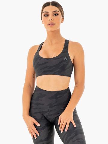 Ryderwear Women Sports Bra Camo Women's Sports Bra Black Camo | CA1610QZ