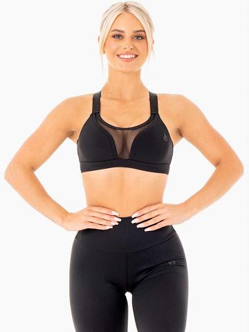 Ryderwear Women Sports Bra Collide Mesh Contour Women's Sports Bra Black | CA1737BC