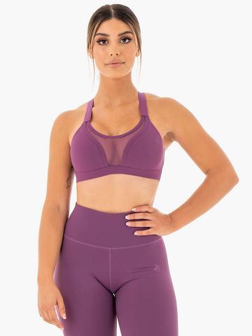 Ryderwear Women Sports Bra Collide Mesh Contour Women's Sports Bra Purple | CA1838XF