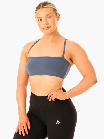 Ryderwear Women Sports Bra Convertible Bandeau Women's Sports Bra Steel Blue | CA1797YU