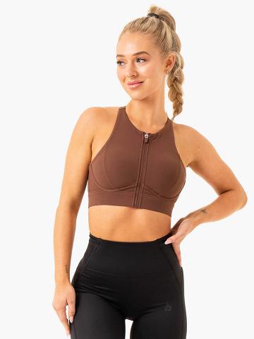 Ryderwear Women Sports Bra Critical High Impact Women's Sports Bra Chocolate | CA1911HK