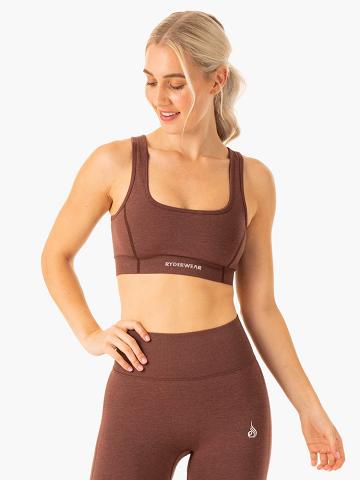 Ryderwear Women Sports Bra Enhance Seamless Women's Sports Bra Chocolate | CA1744TV