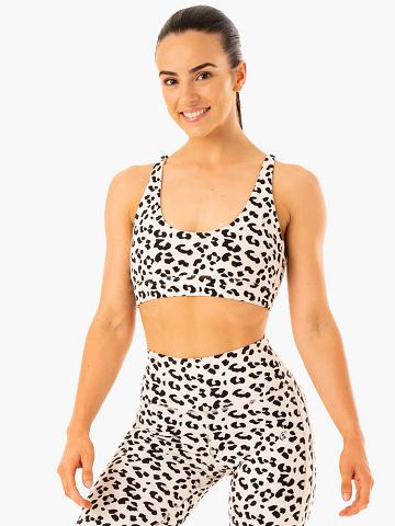 Ryderwear Women Sports Bra Evolution Women's Sports Bra Ivory Leopard | CA1708XF