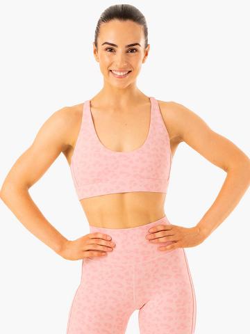 Ryderwear Women Sports Bra Evolution Women's Sports Bra Pink Leopard | CA1745YU