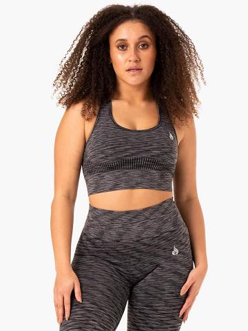 Ryderwear Women Sports Bra Evolve Seamless Longline Women's Sports Bra Black | CA1778DN