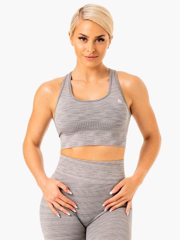 Ryderwear Women Sports Bra Evolve Seamless Longline Women's Sports Bra Grey | CA1817MA