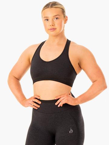 Ryderwear Women Sports Bra Excel Seamless Women's Sports Bra Black Marl | CA1875YU