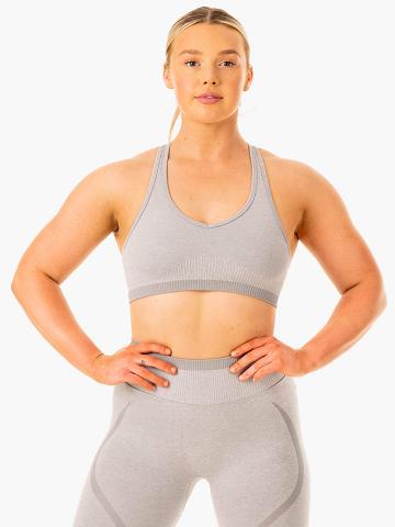 Ryderwear Women Sports Bra Excel Seamless Women's Sports Bra Grey Marl | CA1909FM