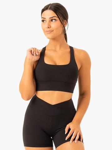 Ryderwear Women Sports Bra Flow Square Neck Women's Sports Bra Black | CA1888LH