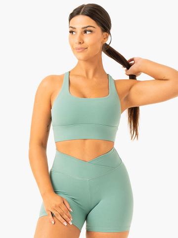 Ryderwear Women Sports Bra Flow Square Neck Women's Sports Bra Green | CA1922QZ