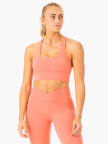 Ryderwear Women Sports Bra Flow Square Neck Women's Sports Bra Rose Pink | CA1930OR