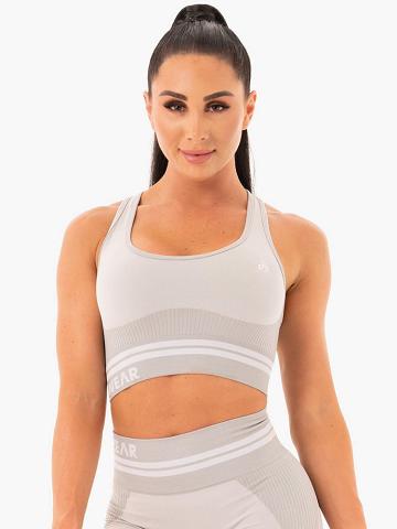 Ryderwear Women Sports Bra Freestyle Seamless Longline Women's Sports Bra Grey | CA1604XF