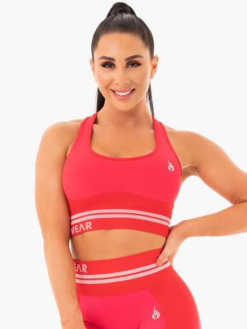 Ryderwear Women Sports Bra Freestyle Seamless Longline Women's Sports Bra Red | CA1608NB