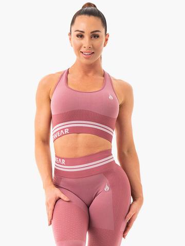 Ryderwear Women Sports Bra Freestyle Seamless Longline Women's Sports Bra Dusty Pink | CA1649FM