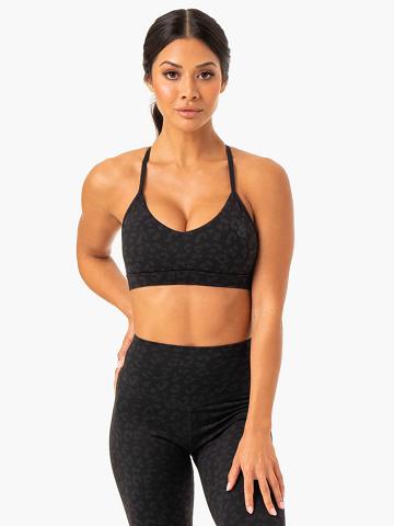 Ryderwear Women Sports Bra Hybrid Women's Sports Bra Black Leopard | CA1651HK