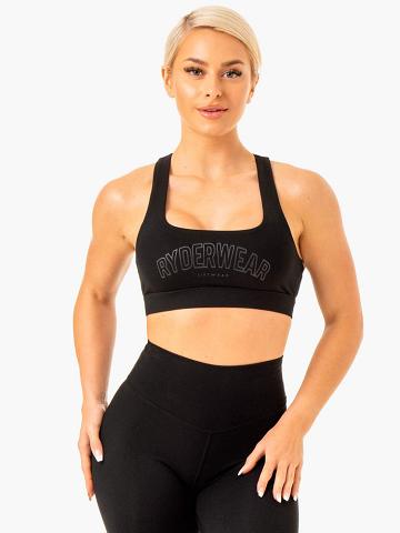 Ryderwear Women Sports Bra Knockout Racer Back Women's Sports Bra Black | CA1719YU