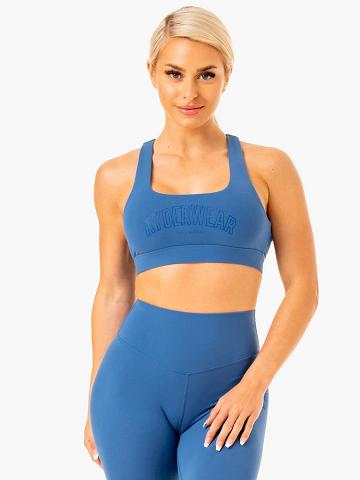 Ryderwear Women Sports Bra Knockout Racer Back Women's Sports Bra Blue | CA1788VD