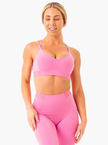 Ryderwear Women Sports Bra Level Up V-Neck Women's Sports Bra Pink | CA1907SO