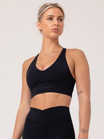 Ryderwear Women Sports Bra NKD Cross Over Women's Sports Bra Black | CA1809KI