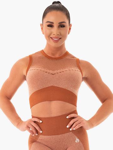 Ryderwear Women Sports Bra Oasis Seamless Crop Top Women's Sports Bra Desert Rust | CA1803SO