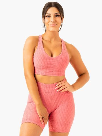 Ryderwear Women Sports Bra Optic V-Neck Women's Sports Bra Lipstick Pink | CA1915ZG