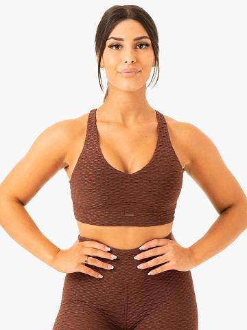 Ryderwear Women Sports Bra Optic V-Neck Women's Sports Bra Chocolate | CA1929IS