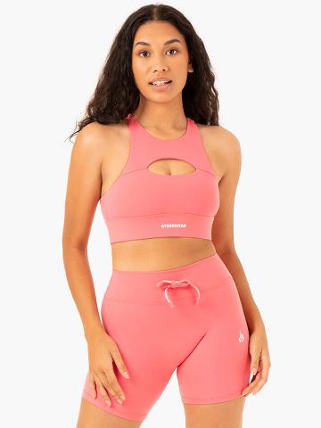 Ryderwear Women Sports Bra Replay Cut Out Women's Sports Bra Coral | CA1903IS